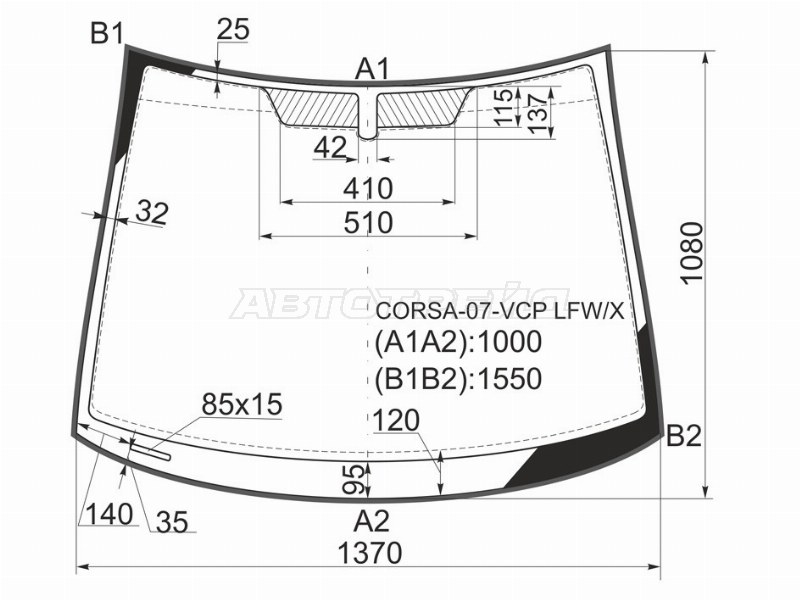 Стекло лобовое (Молдинг) Opel Corsa 06-14