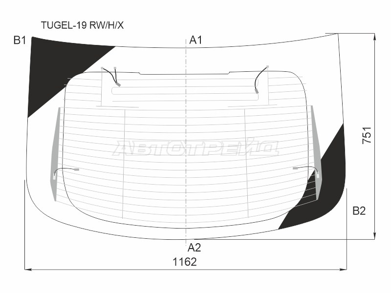 Стекло заднее (Цвет зеленый / Обогрев / Антенна) Geely Tugella 19- / Knewstar 001 24-