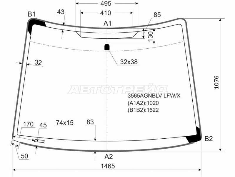 Стекло лобовое (Молдинг) Ford C-MAX 03-10