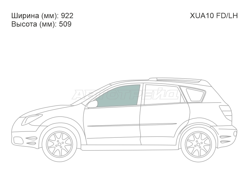 Стекло боковое опускное (Спереди / Слева / Цвет зеленый) Pontiac Vibe 02-08 / Toyota Matrix 02-07