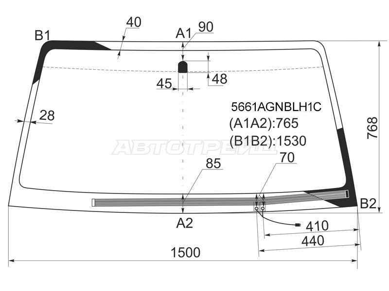 Стекло лобовое (Обогрев щеток) Mitsubishi Pajero 06-20