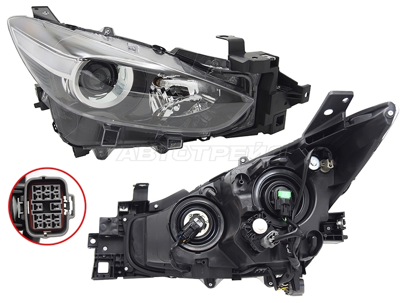 Фара Mazda 3 16-19 / Axela 16-19 (Справа / Галоген / С электрокорректором)