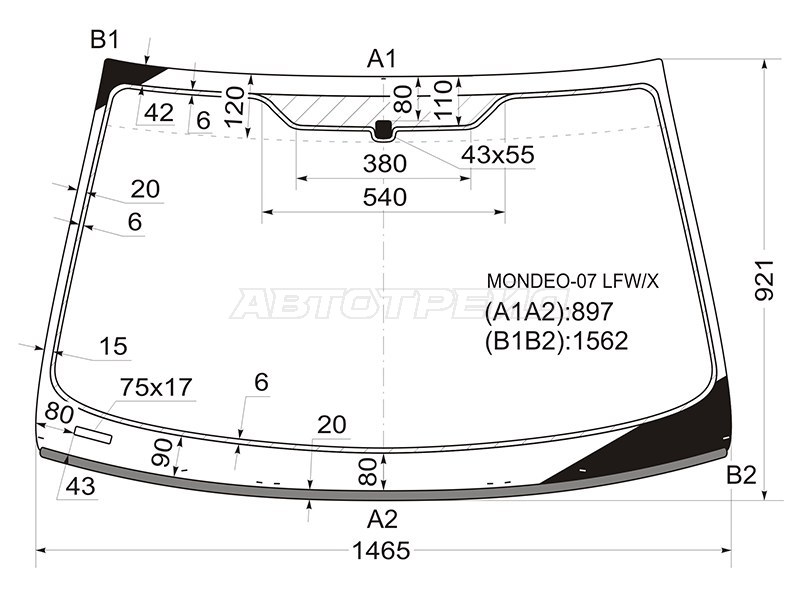 Стекло лобовое (Молдинг) Ford Mondeo 07-15