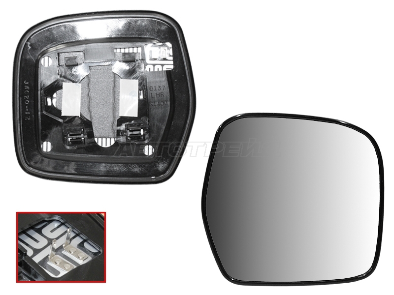 Полотно зеркала Toyota Land Cruiser (J100) 98-07 (Справа / Обогрев)