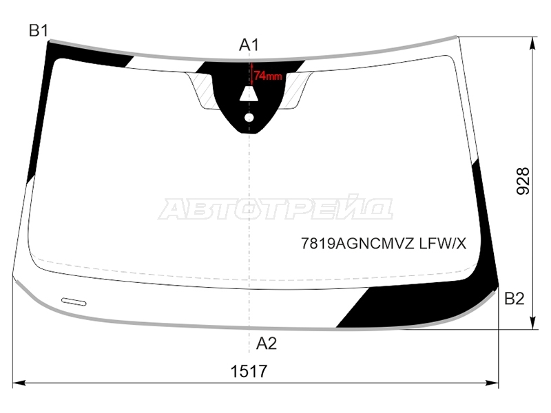 Стекло лобовое (Камера / Датчик дождя / Молдинг) Skoda Superb 15-19