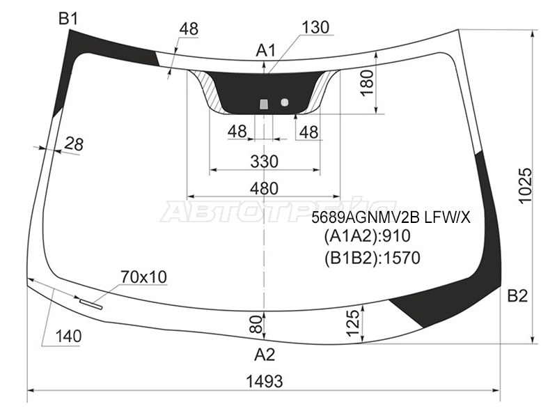 Стекло лобовое (Датчик дождя) Mitsubishi ASX 10-16 / Citroen C4 Aircross 12-16