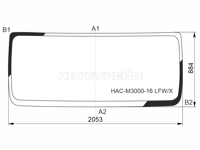 Стекло лобовое Shacman H3000 16- / L3000 16-