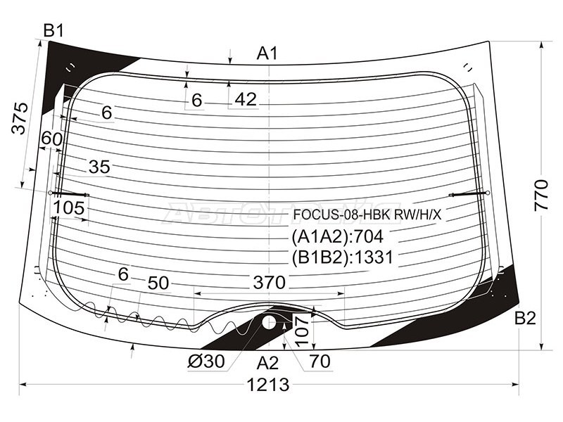 Стекло заднее (Цвет зеленый / Обогрев / 3 / 5D HBK) Ford Focus 07-11