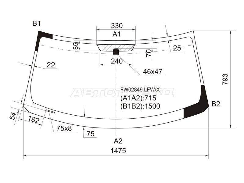 Стекло лобовое Scion xB 07-15 / Toyota Corolla Rumion 07-15