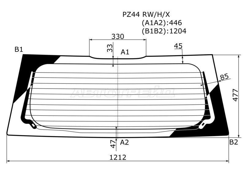 Стекло заднее (Цвет зеленый / Обогрев / Прямой низ / 5D HBK) Mitsubishi Colt 02-12