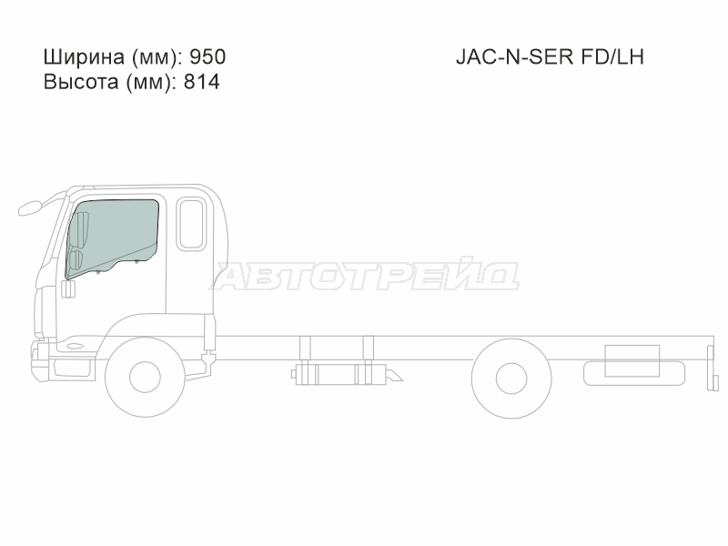 Стекло боковое опускное (Спереди / Слева / Цвет зеленый / Крепления) FAW JK6 15- / Kamaz 43082 (COMPAS-12) 22-