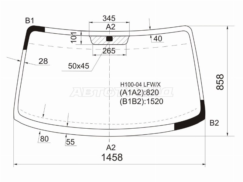 Стекло лобовое Hyundai Porter 04-