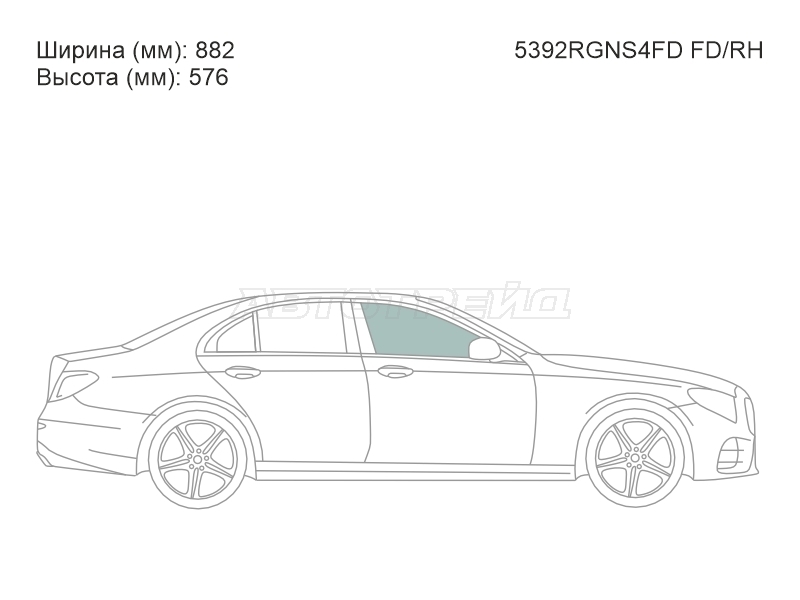 Стекло боковое опускное (Спереди / Справа / Цвет зеленый) Mercedes-Benz E-Class 16-20