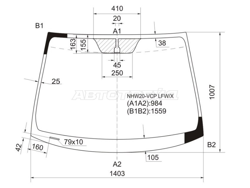 Стекло лобовое Toyota Prius (NHW20) 03-11