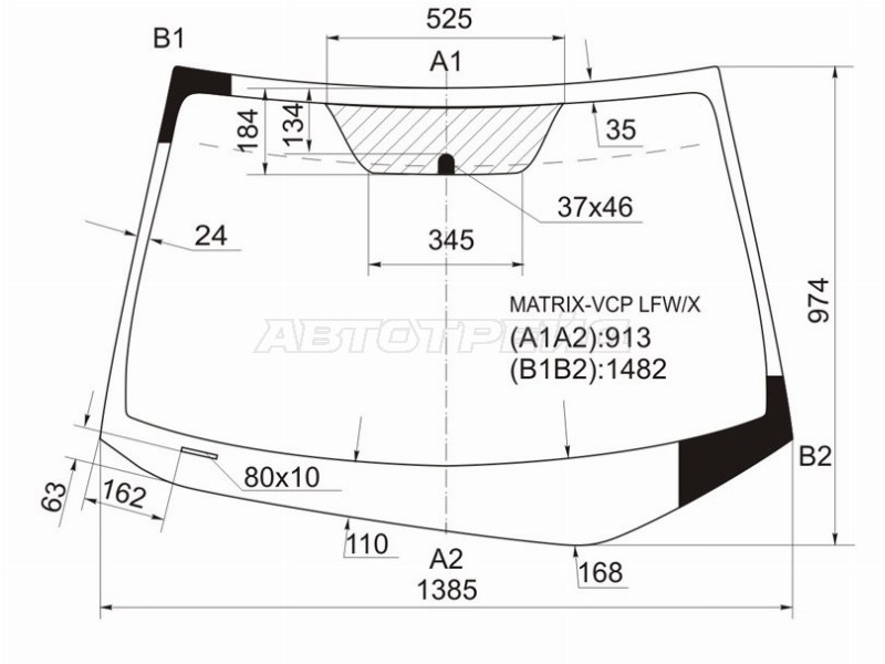 Стекло лобовое Pontiac Vibe 08-10 / Toyota Matrix 08-13