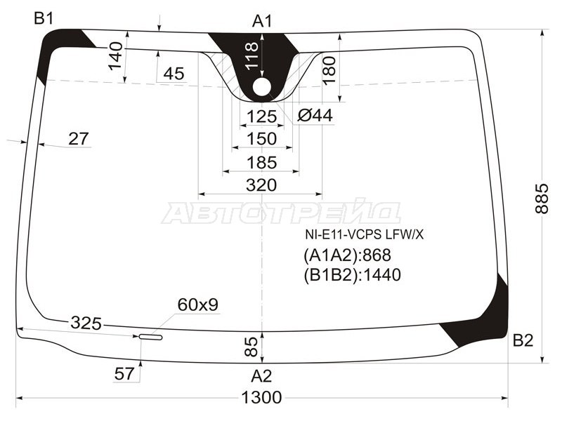 Стекло лобовое (Датчик дождя) Nissan Note 05-13