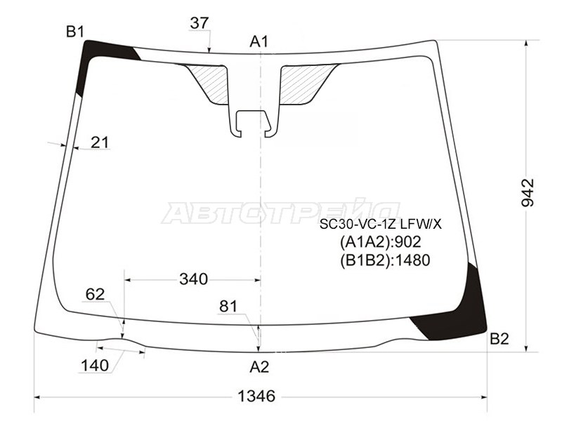 Стекло лобовое (Камера) Toyota Vitz 10-16