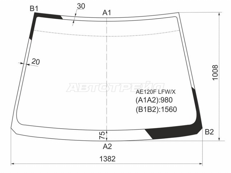 Стекло лобовое Toyota Corolla Spacio (E120) 01-07 / Corolla Verso 01-04