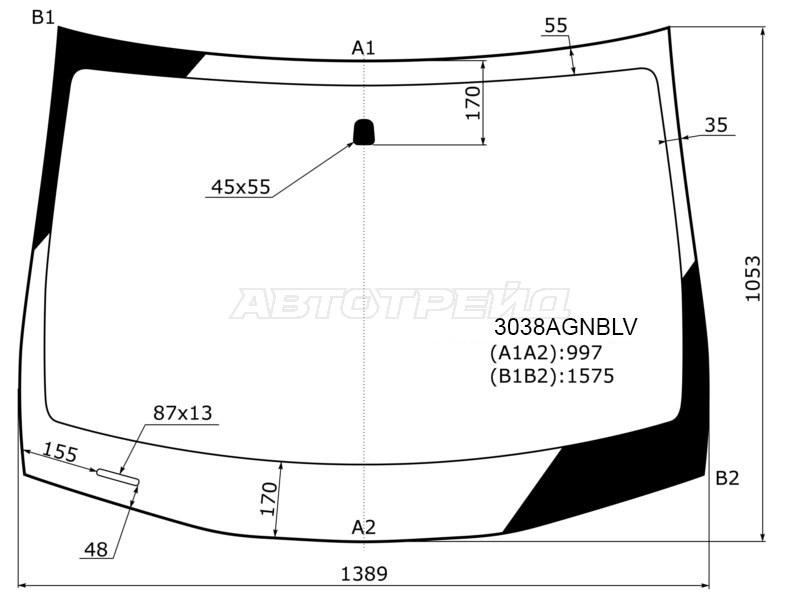Стекло лобовое Chevrolet Cobalt 13- / Ravon R4 16-20