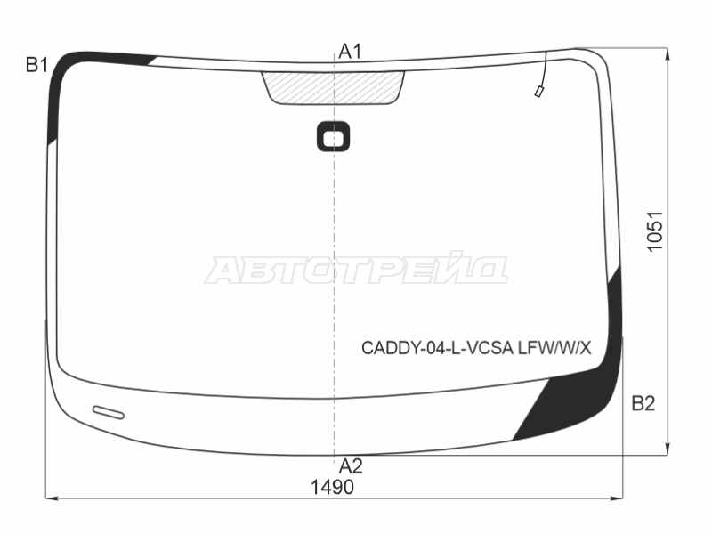 Стекло лобовое (Антенна / Датчик дождя) Volkswagen Caddy 03-15