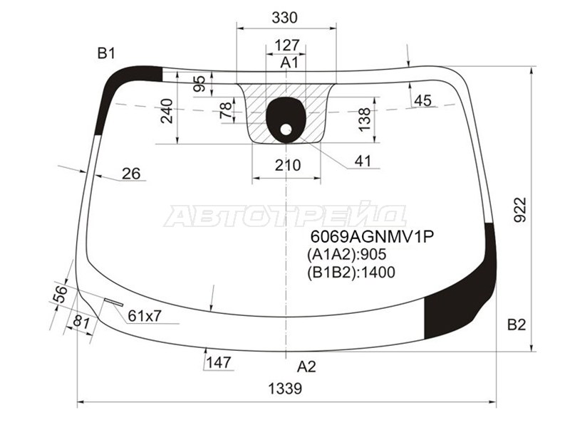 Стекло лобовое (Датчик дождя / Сборка Британия) Nissan Juke 10-20