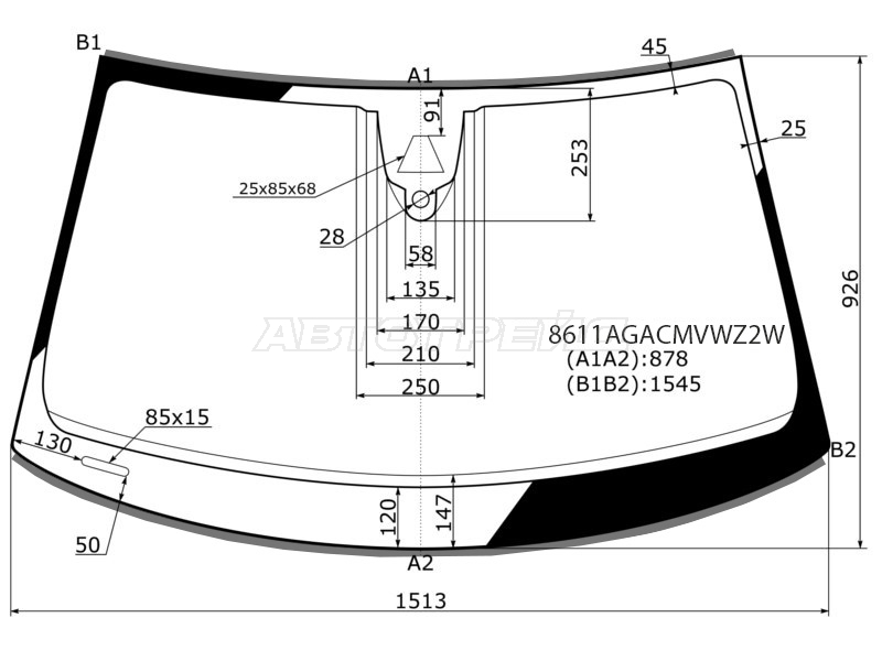 Стекло лобовое (Камера / Датчик дождя / Молдинг) Audi A6 14-18 / S6 14-18