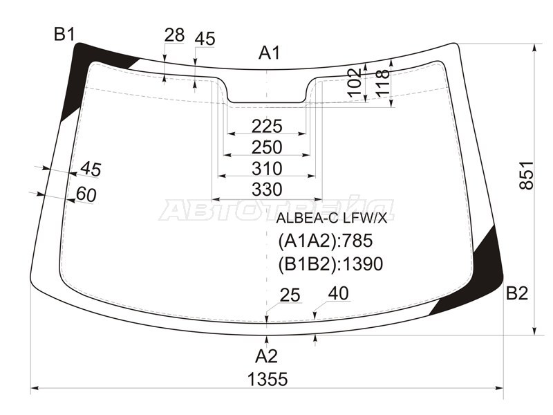 Стекло лобовое Fiat Albea 02-12