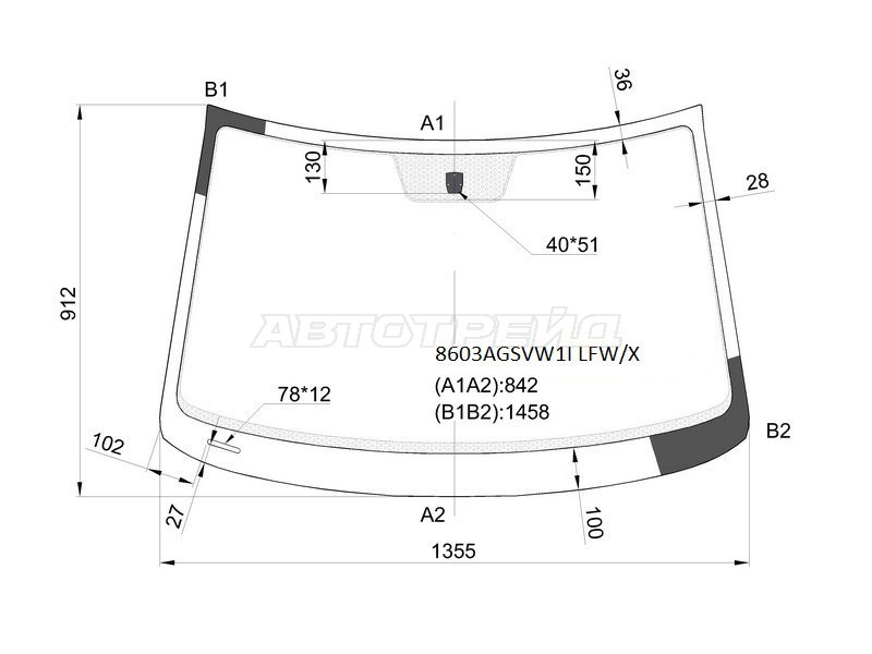 Стекло лобовое Volkswagen Polo 09-15