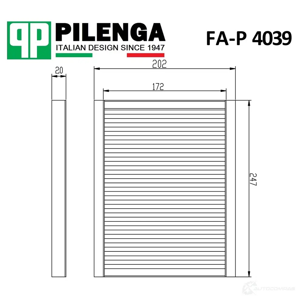 Pilenga FAP4039 — Фильтр салона Угольный