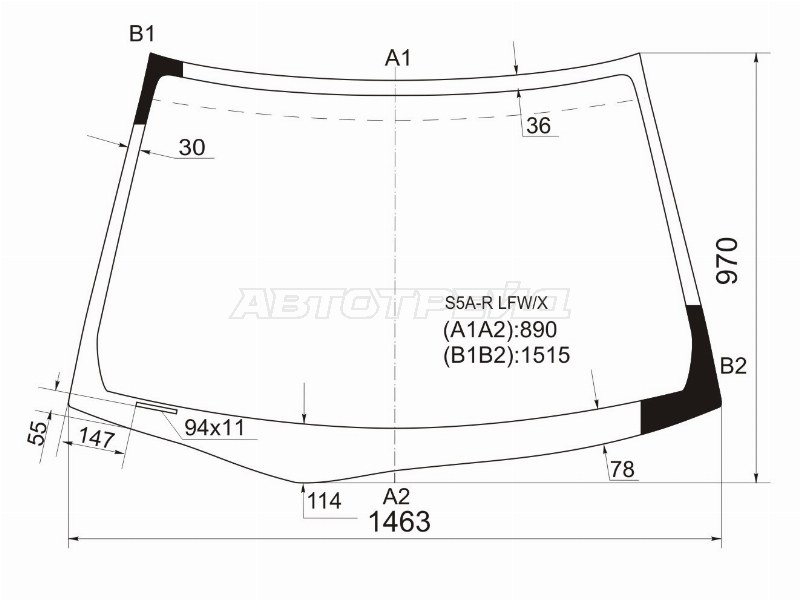 Стекло лобовое Honda Civic 00-06 / Civic Ferio 00-05
