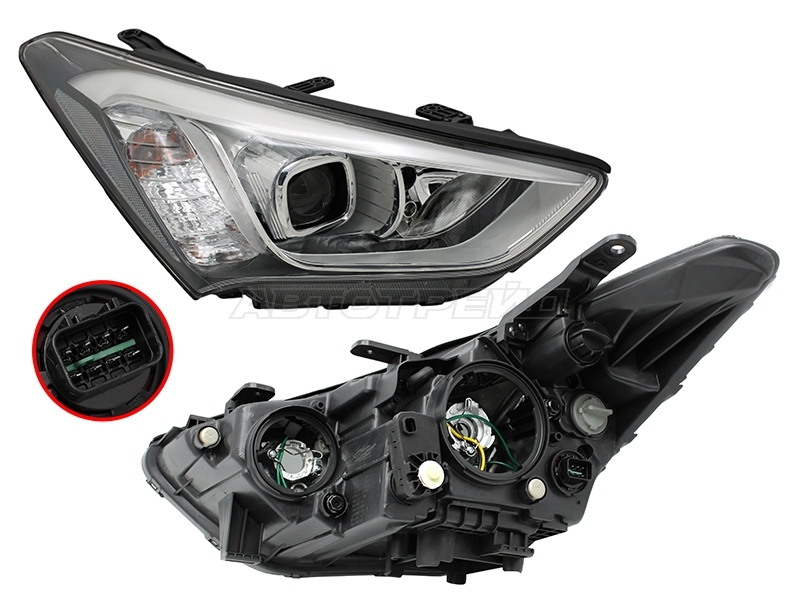 Фара Hyundai Santa Fe 12-15 / Grand Santa Fe 13-16 (Справа / Галоген / ДХО / С электрокорректором)