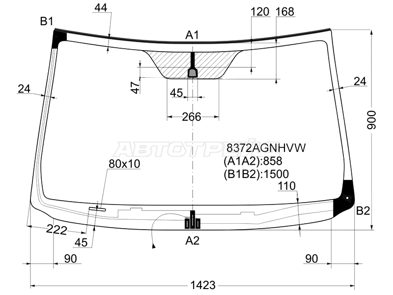 Стекло лобовое (Обогрев щеток / Молдинг) Toyota RAV4 (XA30) 05-13 / Vanguard 07-13