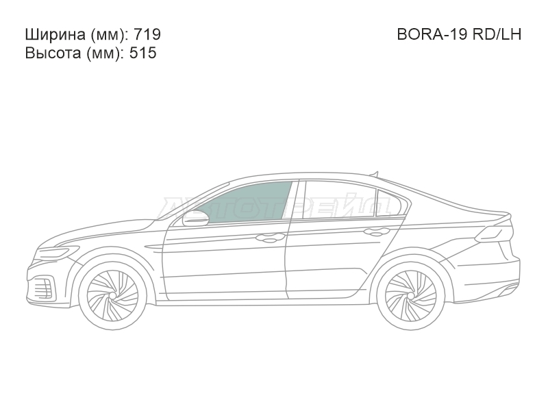 Стекло боковое опускное (Спереди / Слева / Цвет зеленый) Volkswagen Bora 18-