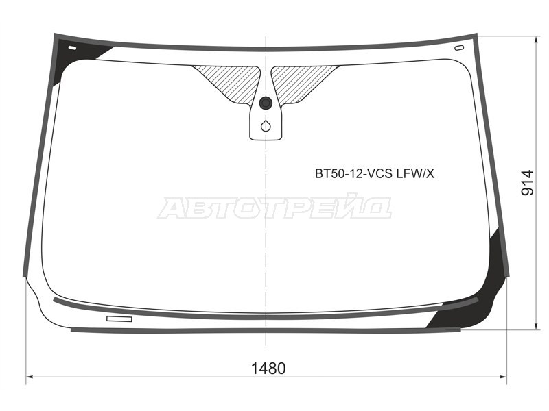 Стекло лобовое (Датчик дождя / Молдинг) Ford Ranger EURO 11-15 / Mazda BT-50 11-20