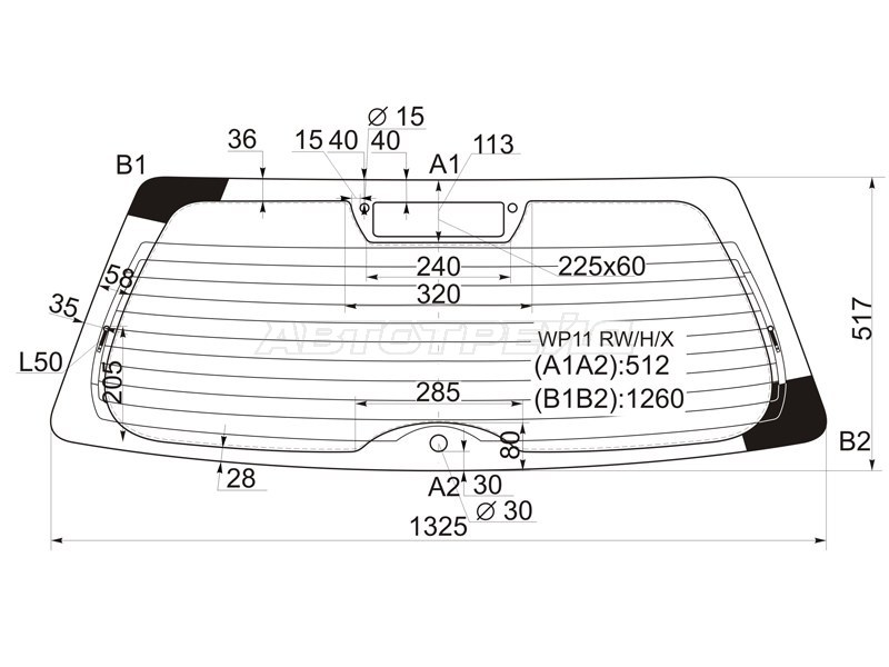 Стекло заднее (Цвет зеленый / Обогрев / 5D WGN) Nissan Primera 95-02 / Avenir 98-05
