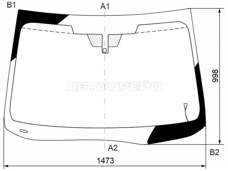 Стекло лобовое (Обогрев щеток / Две камеры / USA) Subaru Legacy 19-22 / Outback 19-22