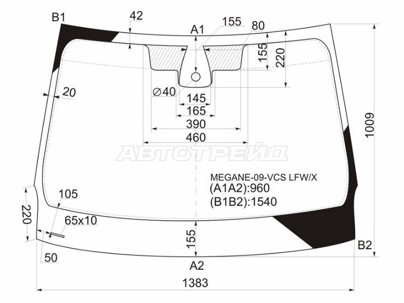 Стекло лобовое (Датчик дождя) Renault Fluence 09-17 / Megane 08-16