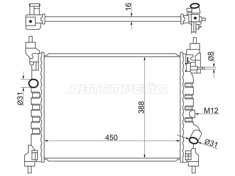 Радиатор Chevrolet Spark 10-16 / Ravon R2 16-20