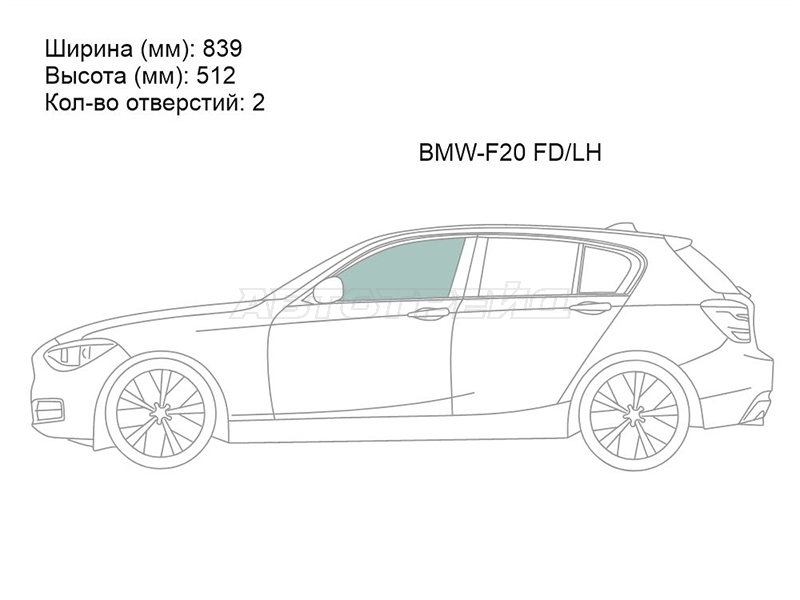 Стекло боковое опускное (Спереди / Слева / Цвет зеленый) BMW 1-Series 11-19