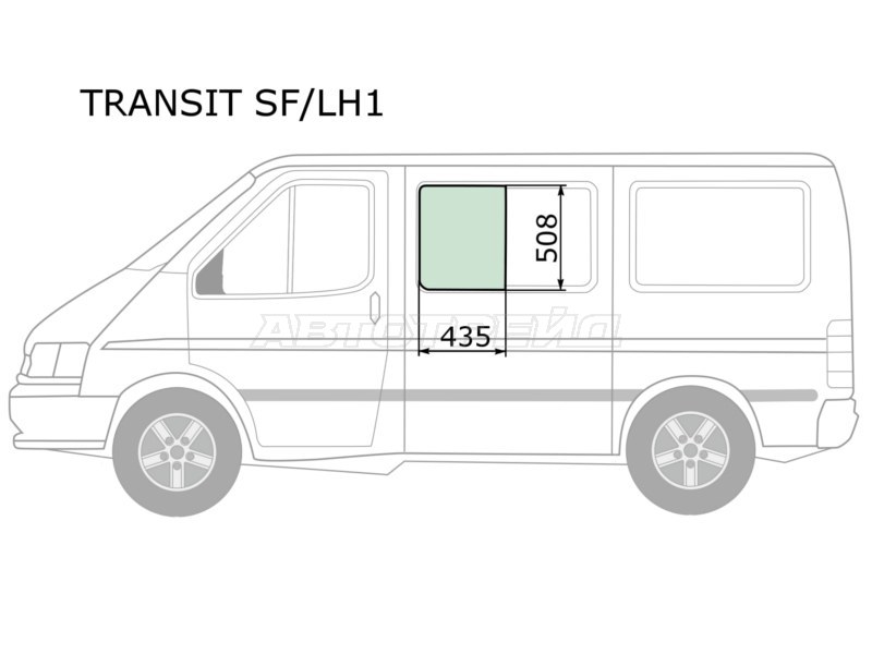 Стекло кузова боковое (не опускное) (Слева / Цвет зеленый) Ford Transit 85-00