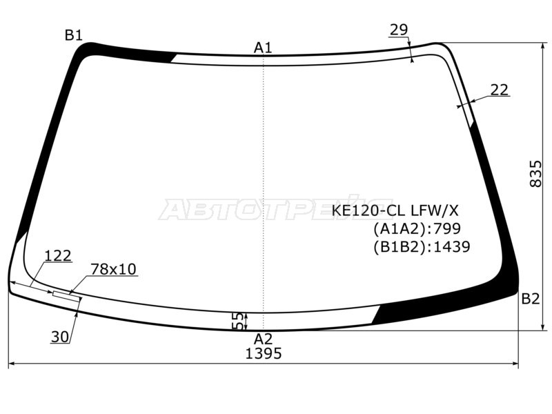 Стекло лобовое (4D SED / 5D WGN) Toyota Corolla (E110) 95-01 / Sprinter 95-00