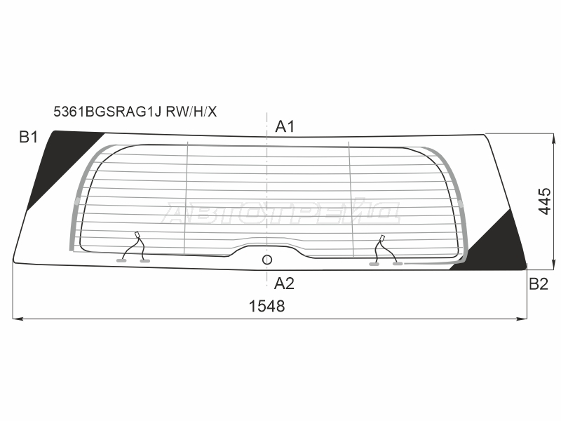 Стекло заднее (Цвет зеленый / Обогрев / Антенна) Mercedes-Benz GL-Class 06-12