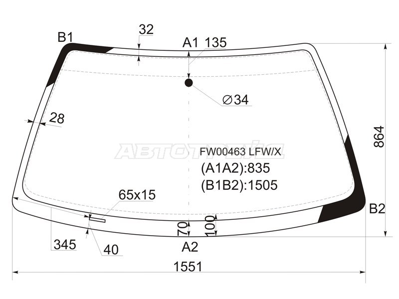 Стекло лобовое Audi 100 82-90