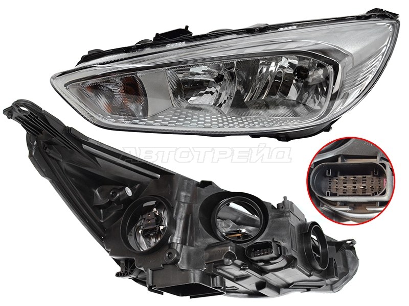 Фара Ford Focus 14-19 (Слева / Галоген / С электрокорректором)