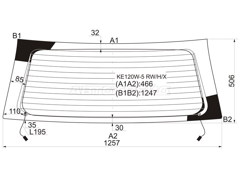 Стекло заднее (Цвет зеленый / Обогрев / 5D WGN) Toyota Corolla (E120) 00-07 / Corolla Fielder 00-06