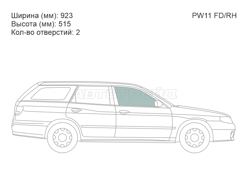 Стекло боковое опускное (Спереди / Справа / Цвет зеленый) Nissan Avenir 98-05 / Expert 99-06