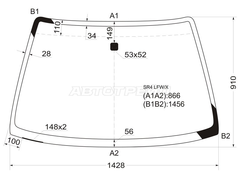 Стекло лобовое (4D SED) Honda Civic 91-95 / Civic EURO 93-98
