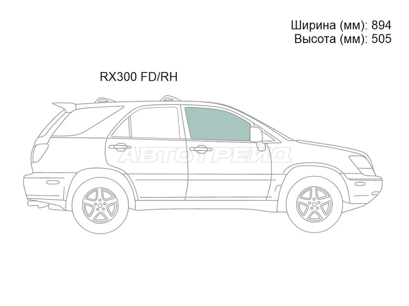 Стекло боковое опускное (Спереди / Справа / Цвет зеленый) Lexus RX 97-03 / Toyota Harrier (XU10) 97-03