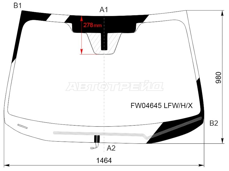 Стекло лобовое (Обогрев щеток / USA) Subaru Legacy 17-19 / Outback 17-21