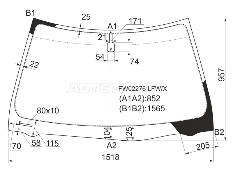 Стекло лобовое Lexus ES 01-06